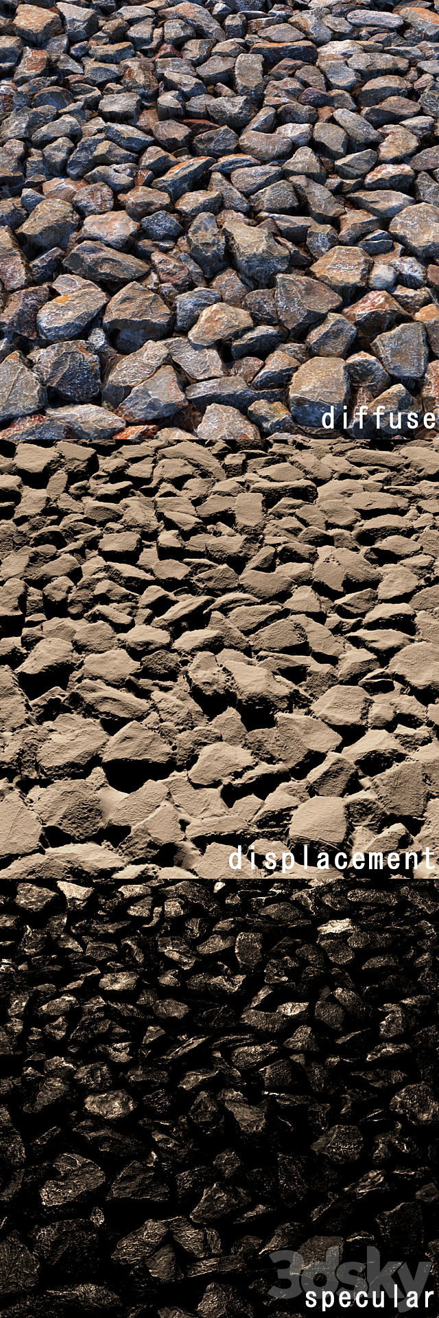 Road gravel material 3d