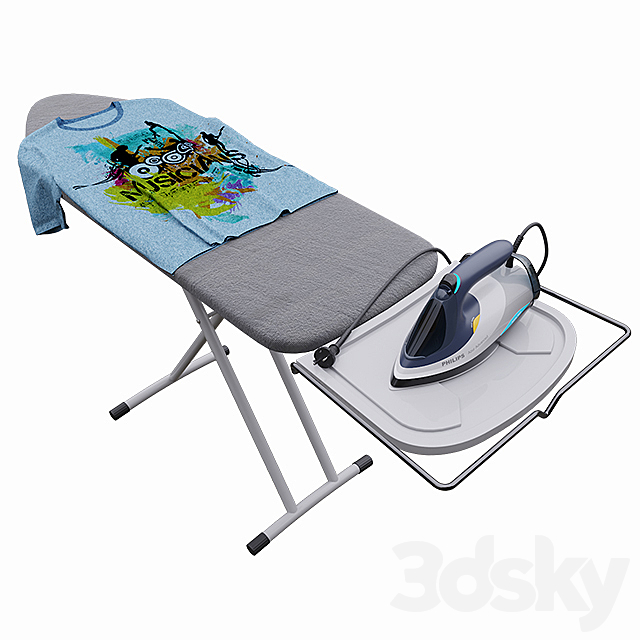 iron and ironing board 3d