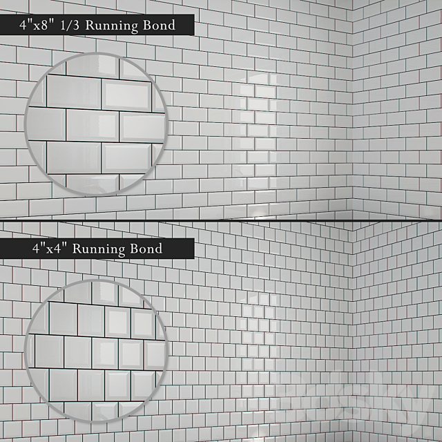 Beveled Subway Tiles [10 Patterns] 3d