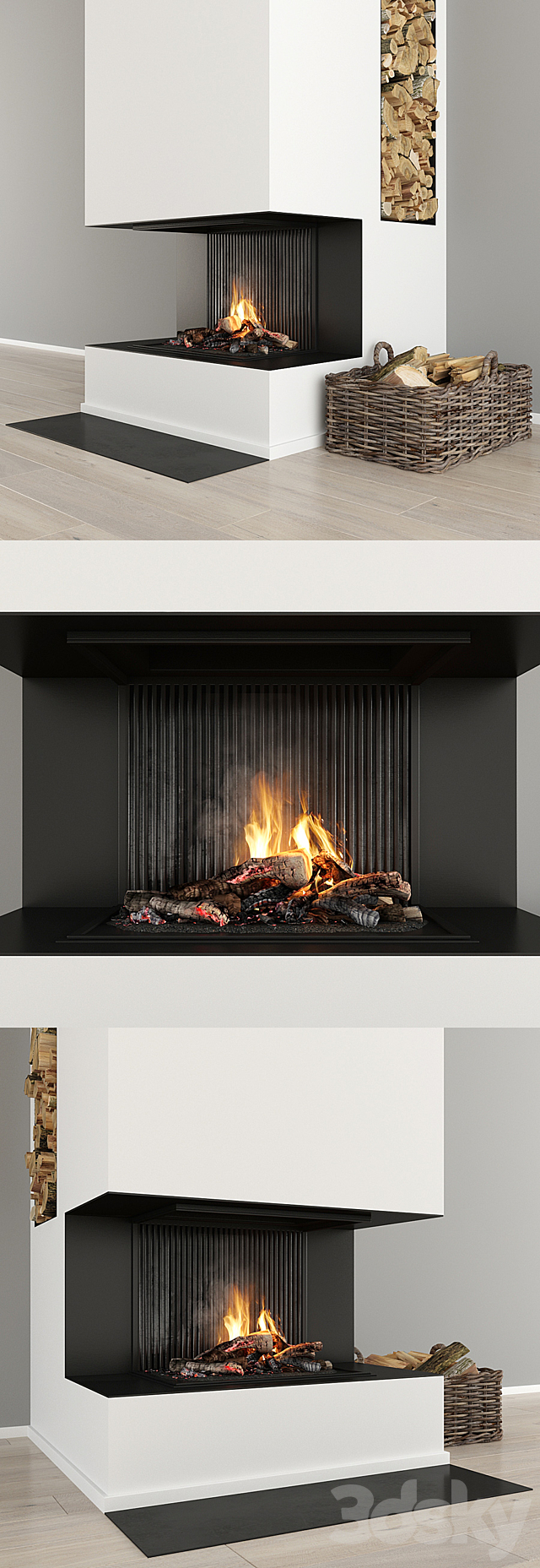 Fireplace and decor 32 3d