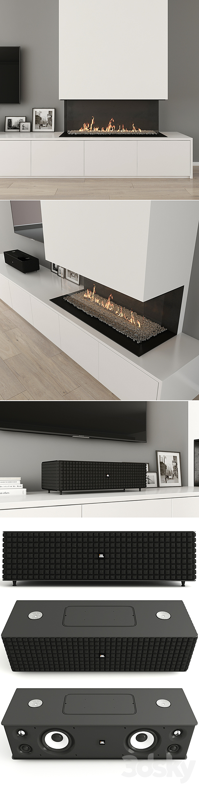 Fireplace with decor 31 3d
