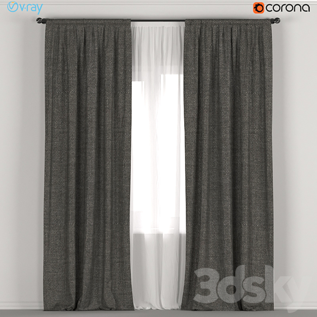 Dark curtains + tulle. 3DSMax File - thumbnail 1
