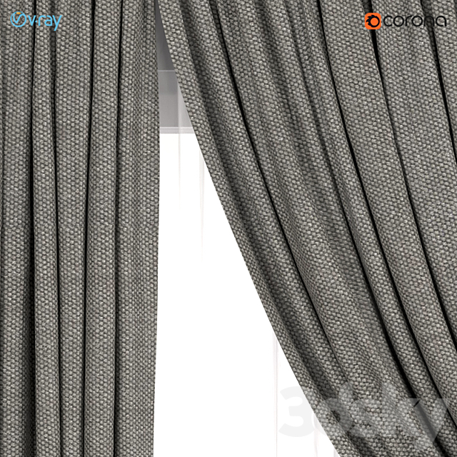 Dark curtains with a garter on the rope and tulle. 3DSMax File - thumbnail 2