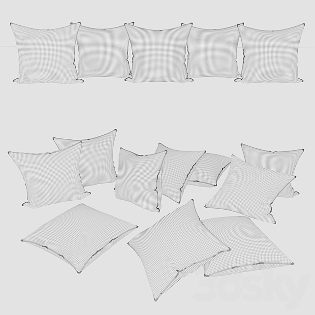 Decorative Pillows | Gray and Green Set 3DSMax File - thumbnail 2