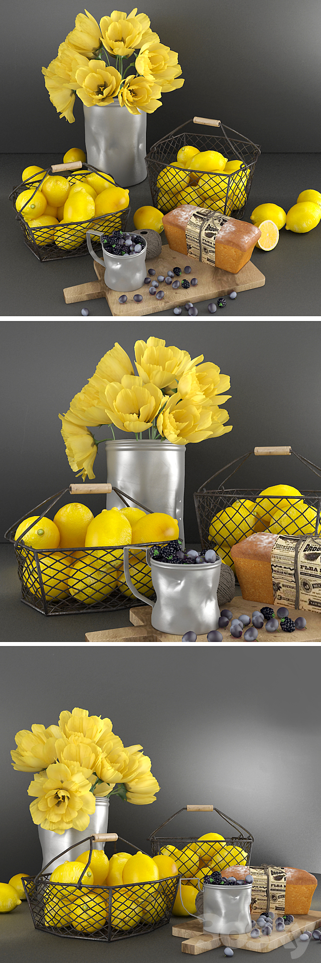 Decorative set with lemons 3DSMax File - thumbnail 2
