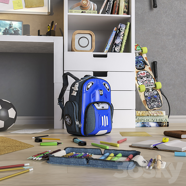 Furniture and accessories for the children’s room “Back to School”  3DSMax File - thumbnail 2