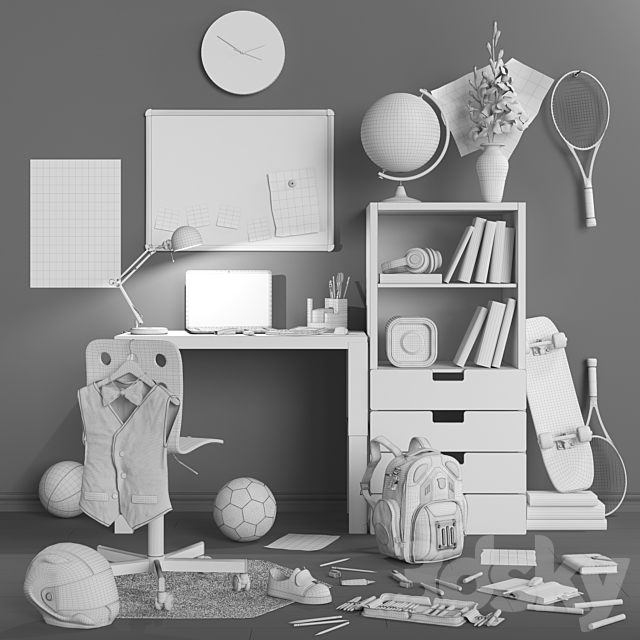 Furniture and accessories for the children’s room “Back to School”  3DSMax File - thumbnail 3