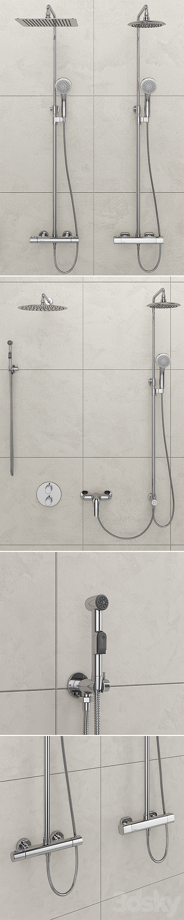Bath and shower faucets Ravak set 16 3DSMax File - thumbnail 2