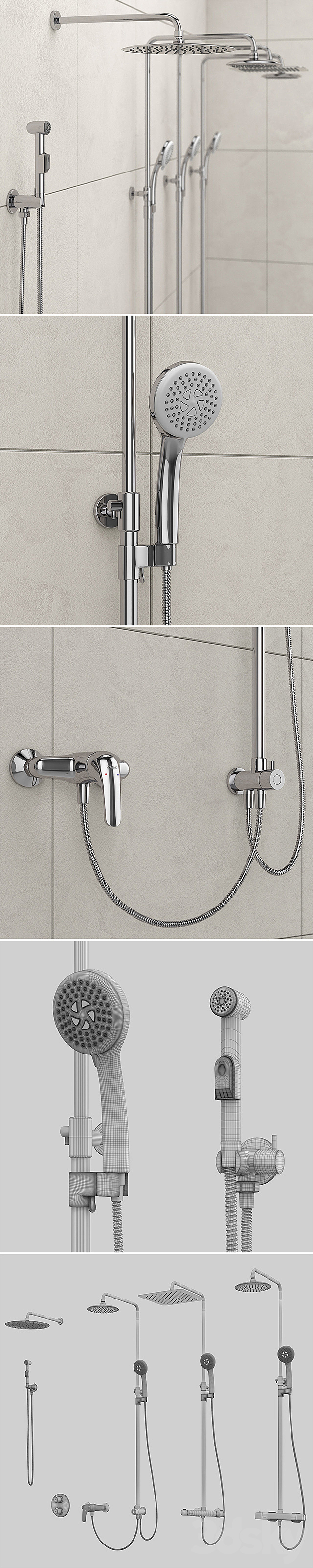 Bath and shower faucets Ravak set 16 3DSMax File - thumbnail 3