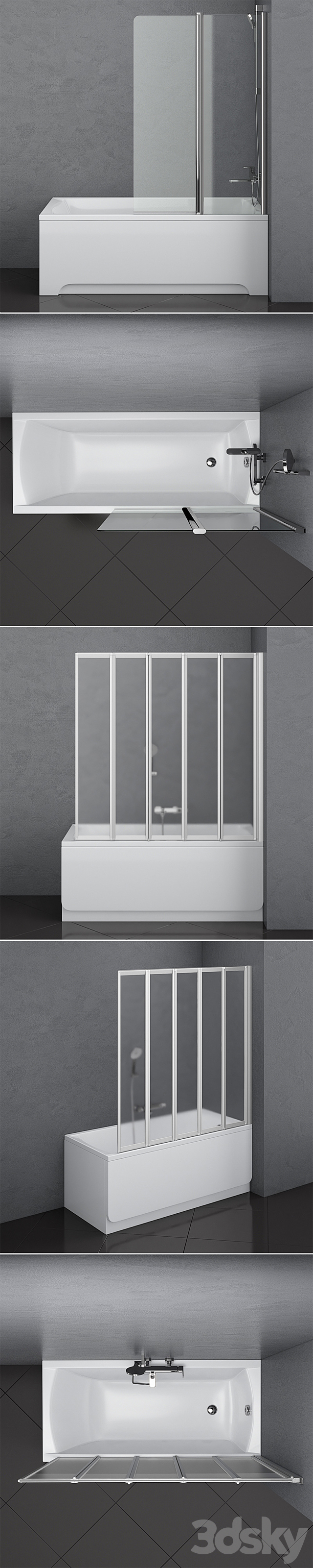 A set of baths Ravak set 17 (Classic and Freedom W in 2 variants) 3d