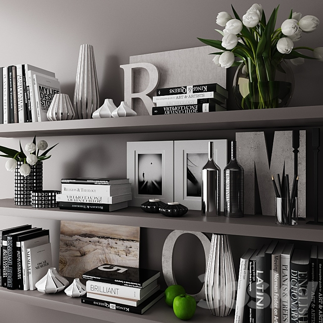 decorative set with books 03 3d