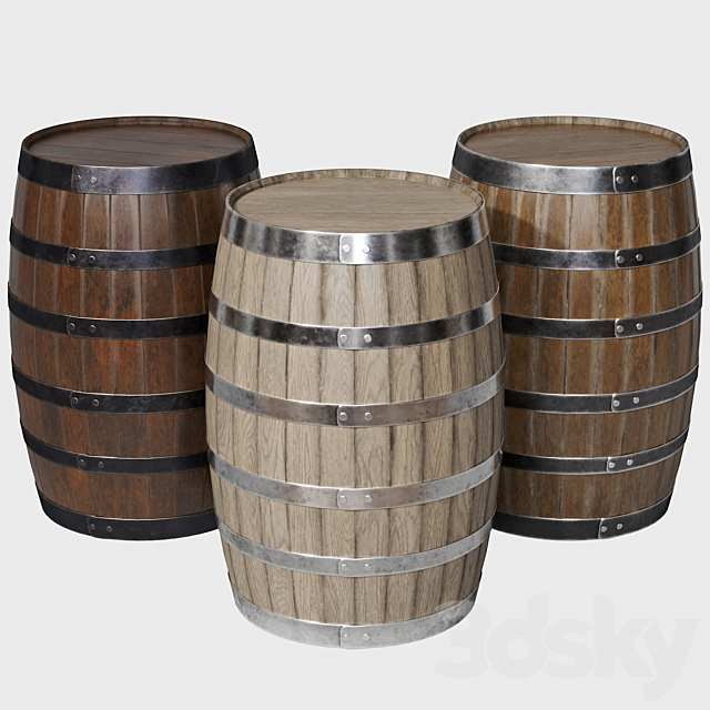Wooden barrels 3DSMax File - thumbnail 1