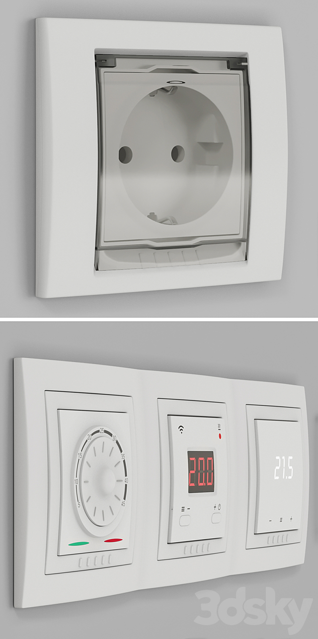Schneider Electric Unicha sockets and switches 3d
