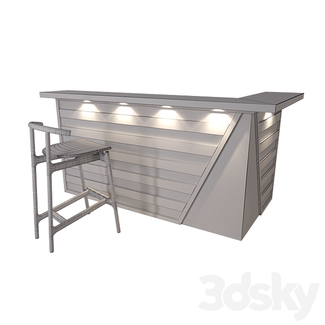 Bar counter bar stool 3DS Max Model - thumbnail 2