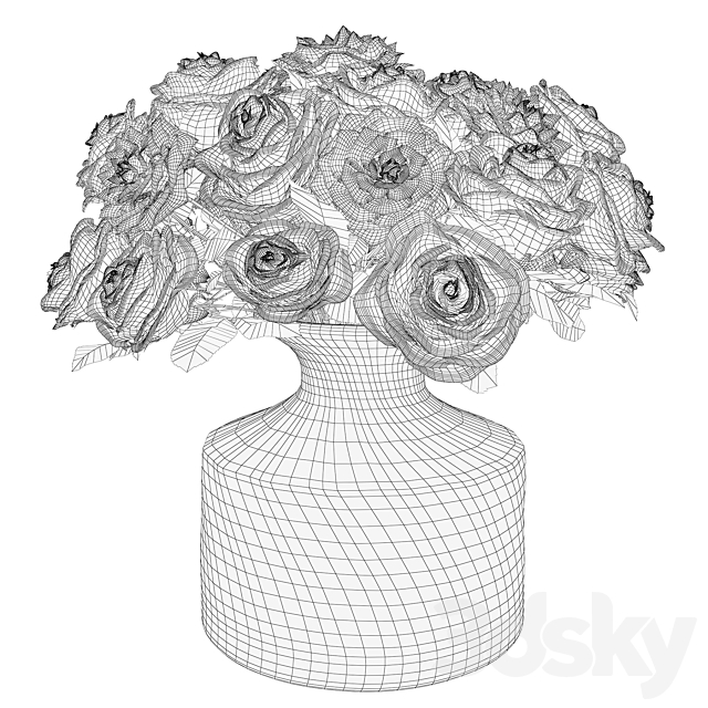 Bouquet of roses 3 3DSMax File - thumbnail 3
