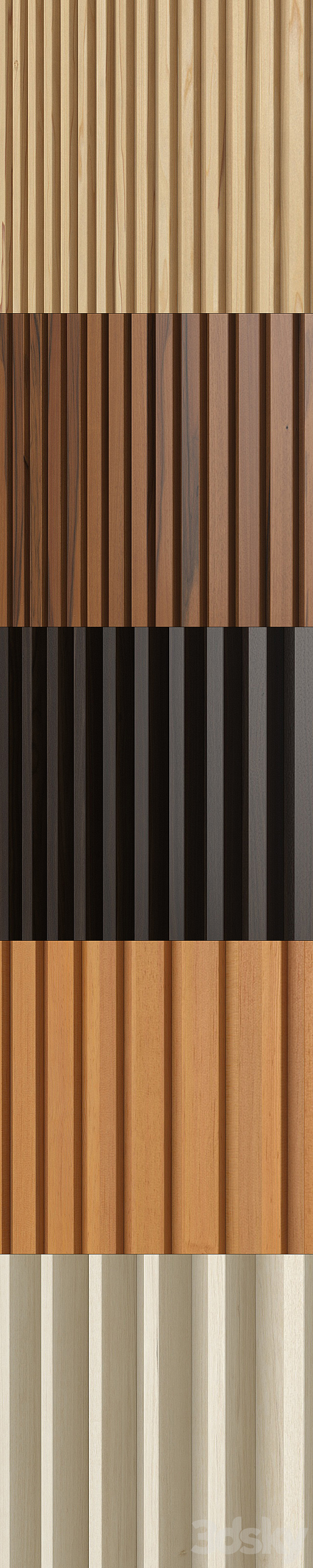 A set of panels with slats. 3d