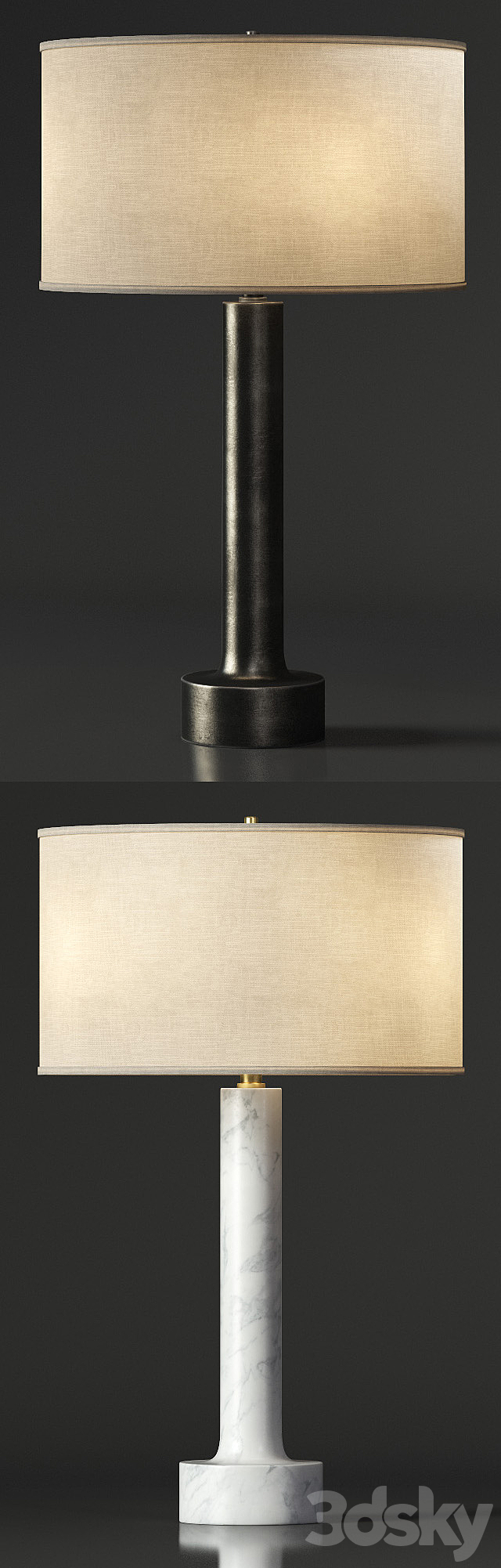ITALIAN FLARED COLUMN MARBLE TABLE LAMP 3d