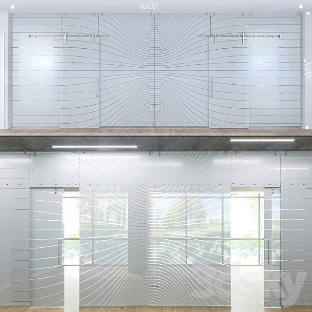 Glass partition with sliding doors – 3 3DSMax File - thumbnail 1