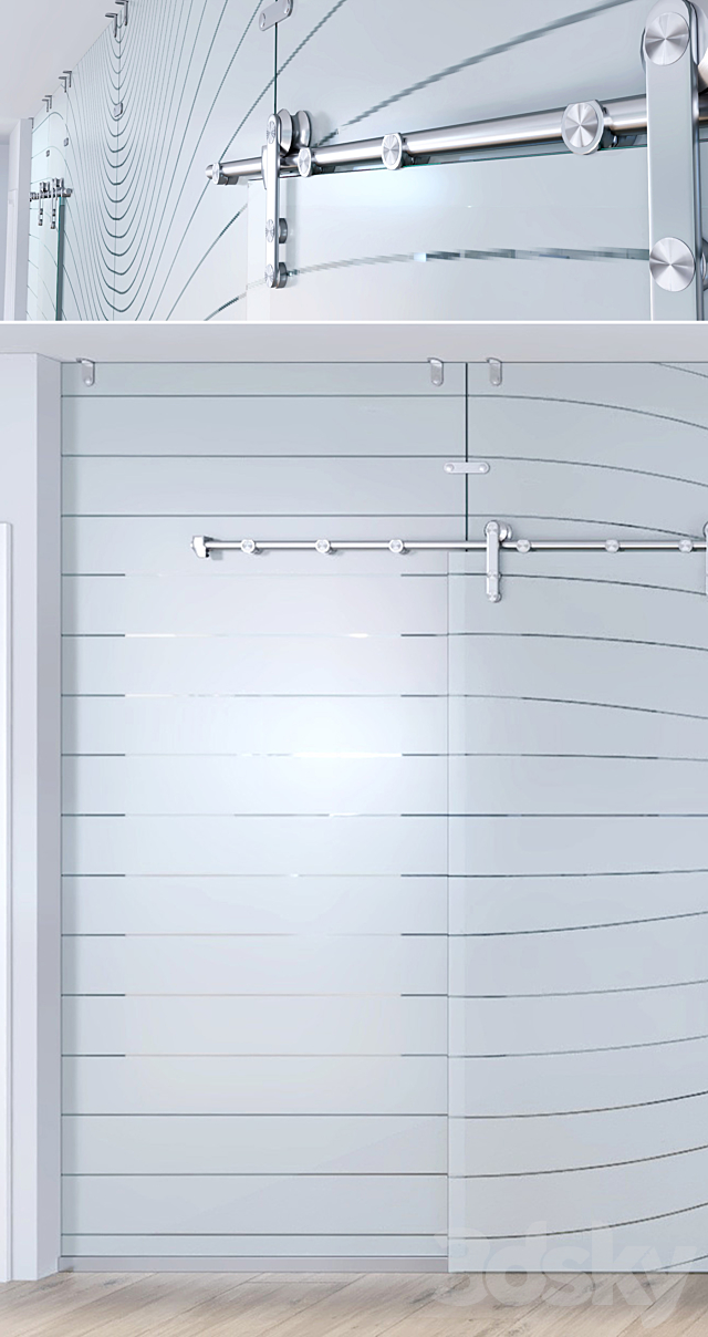 Glass partition with sliding doors – 3 3DSMax File - thumbnail 2