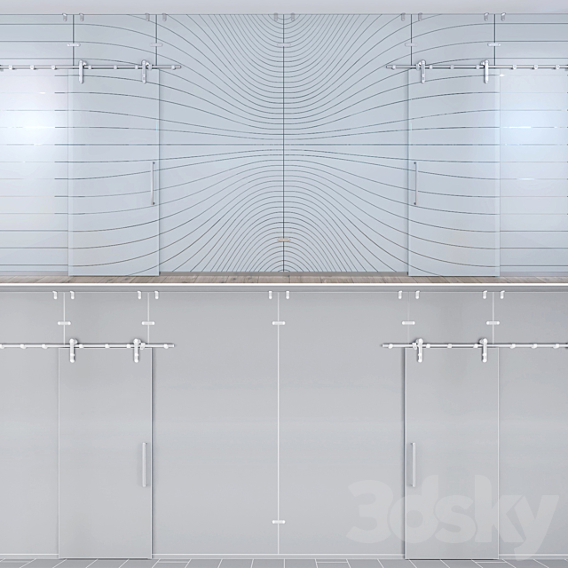 Glass partition with sliding doors – 3 3DSMax File - thumbnail 3