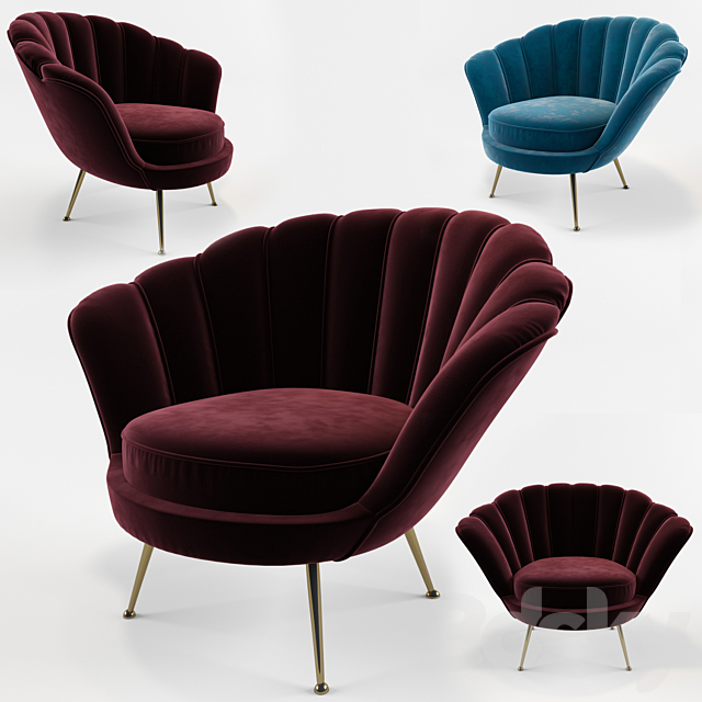 turquoise shell shaped chair.eichholtz 3DSMax File - thumbnail 1