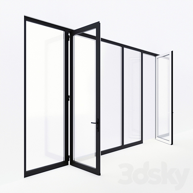 Balcony door Alumil 3d