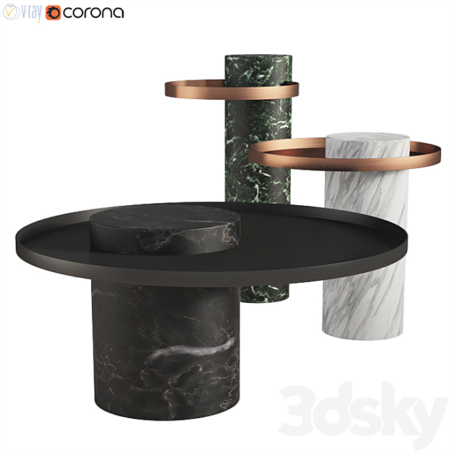 Salute Side Table & Coffee Table Collection 3DSMax File - thumbnail 1