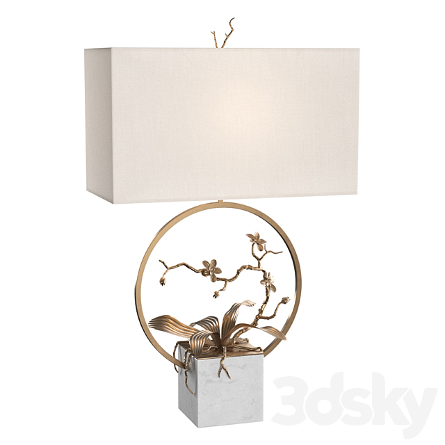 Antique Brass Orchid Table Lamp 3DSMax File - thumbnail 1