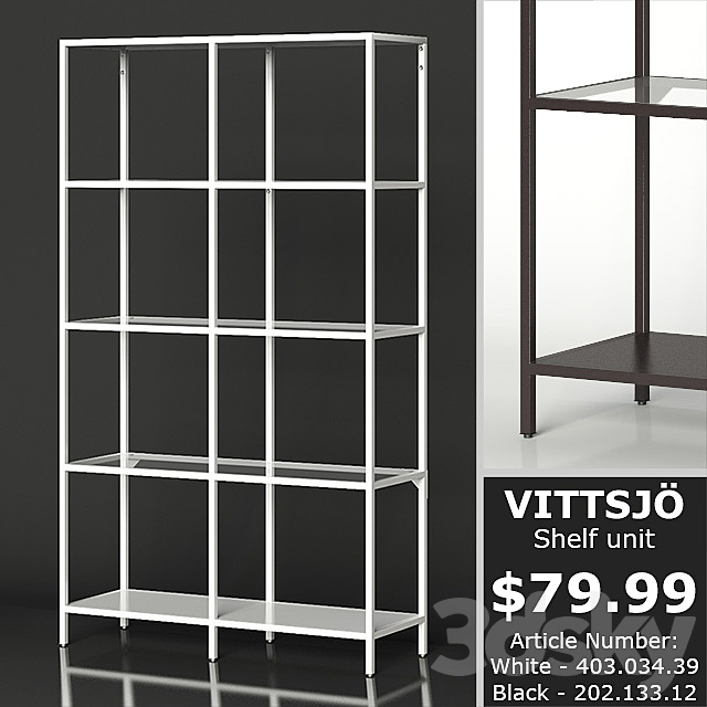 IKEA VITTSJO Shelf unit medium 3DSMax File - thumbnail 1
