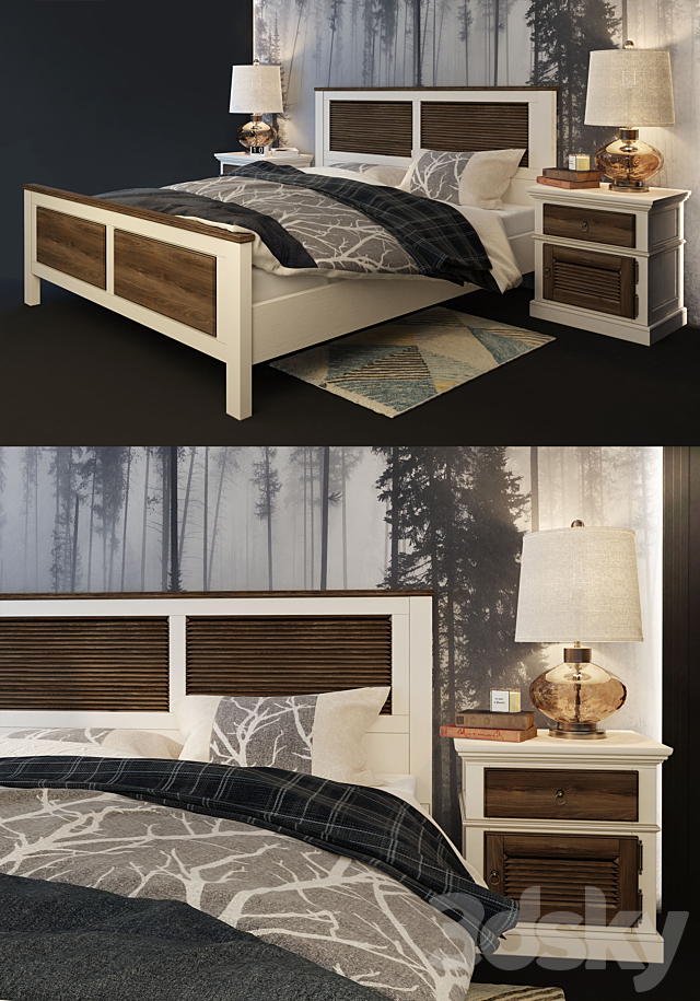 Bed double Folk. Wellige 3d