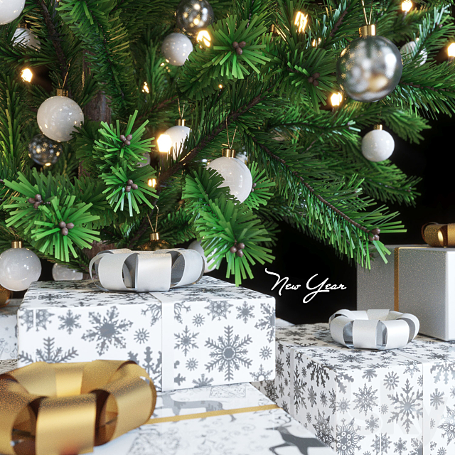 Spruce artificial New Year 3d