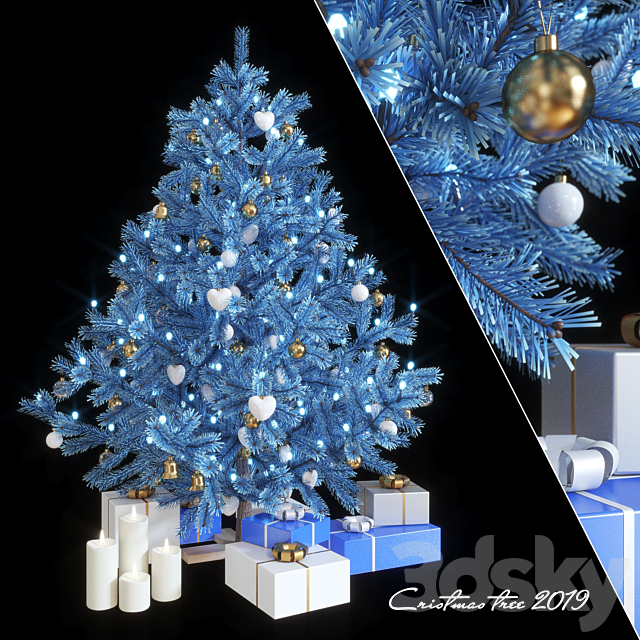 Fir-tree artificial New Year’s blue 3DSMax File - thumbnail 1