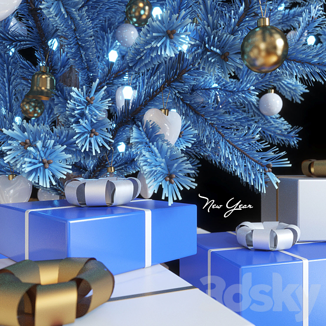Fir-tree artificial New Year’s blue 3DSMax File - thumbnail 2
