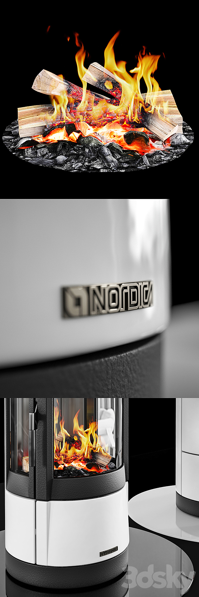 La Nordica FORTUNA. FORTUNA Panorama. FORTUNA Bifacciale stove 3d