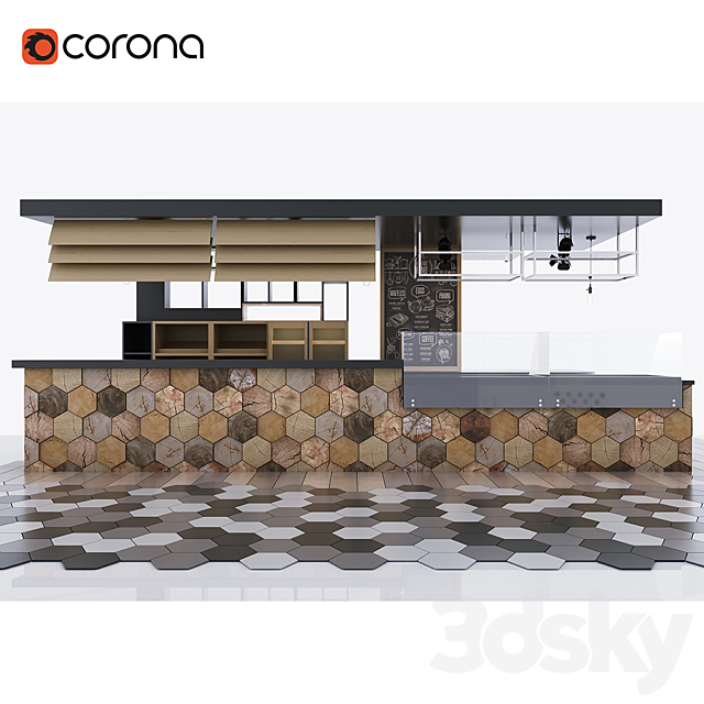 Bar counter for cafes and eateries 3d