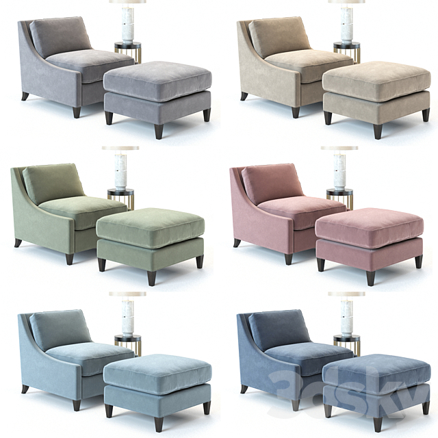 Baker Curved Back Lounge Chair 3d