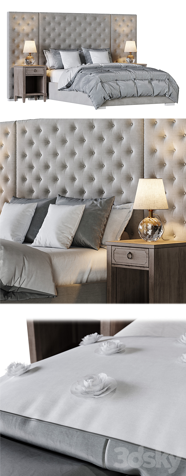 Restoration Hardware _ Edie Tufted Bed Collection 3DSMax File - thumbnail 2
