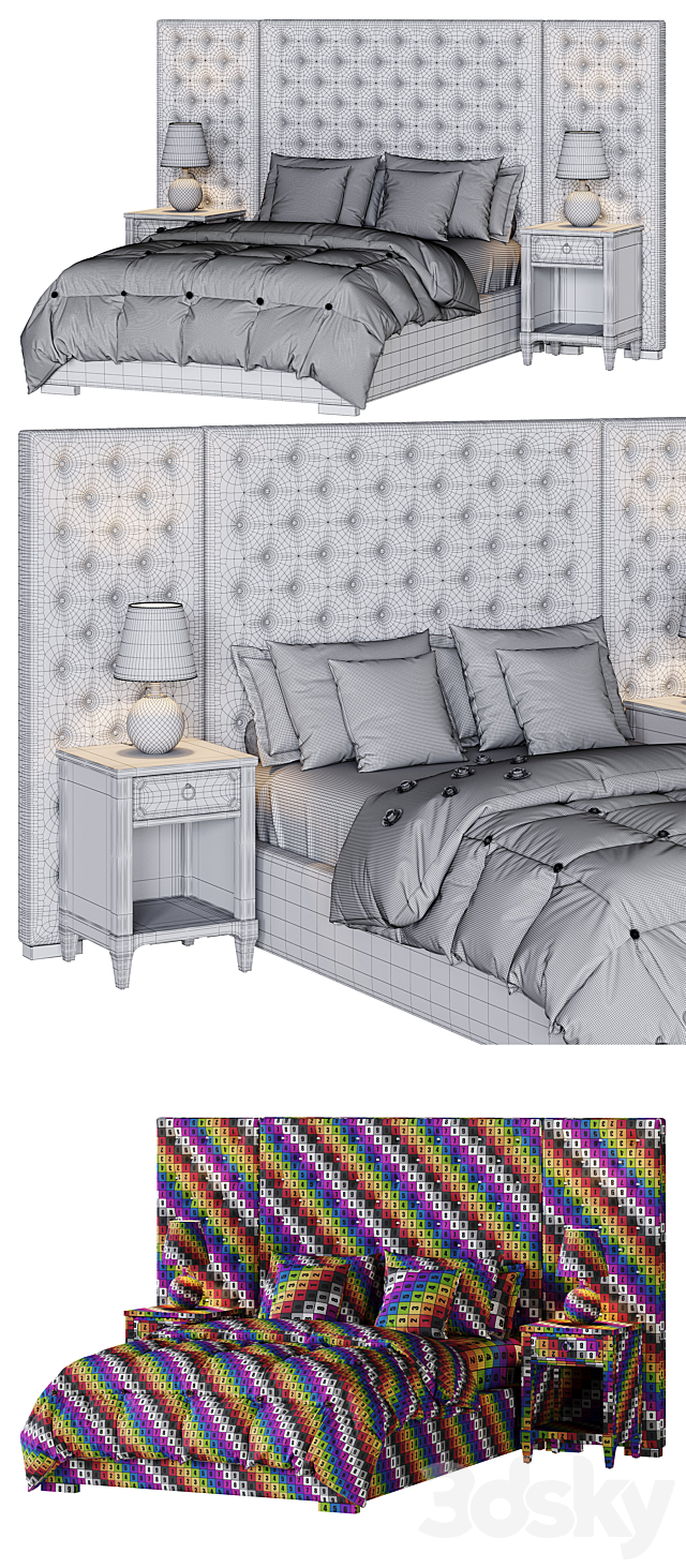 Restoration Hardware _ Edie Tufted Bed Collection 3DSMax File - thumbnail 3