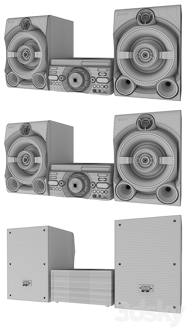 Audio system Sony MHC-M60D 3DSMax File - thumbnail 3