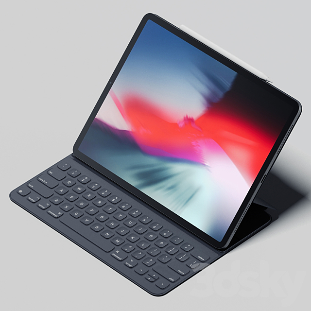 iPad Pro 12.9 (2018) + Smart keyboard + Apple pencil 3DSMax File - thumbnail 1