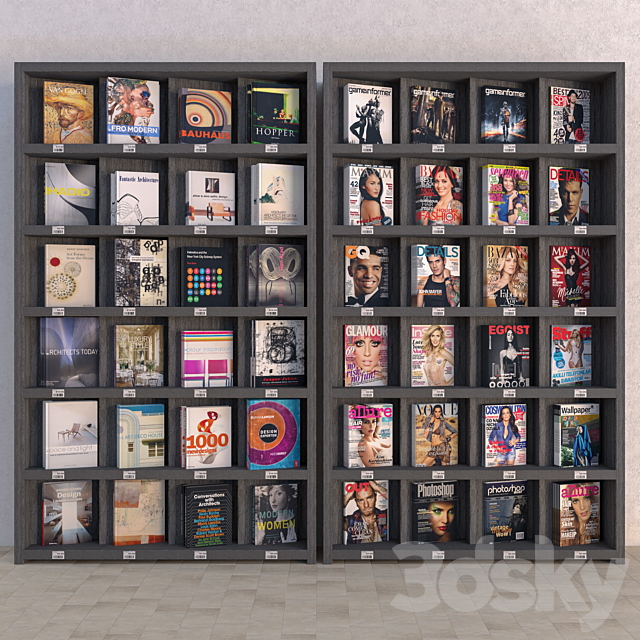 Display Racks with Books and Magazines – Vray Material 3DSMax File - thumbnail 1