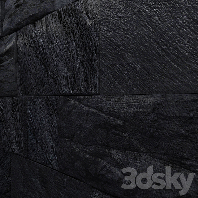 black wild stone wall 3d