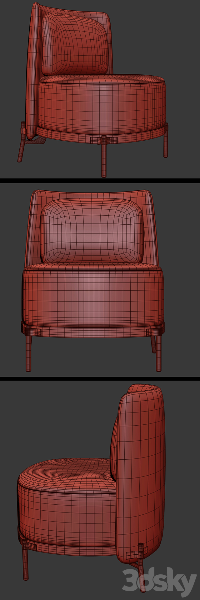 Minotti Tape Armless Chair With Table 3DSMax File - thumbnail 3