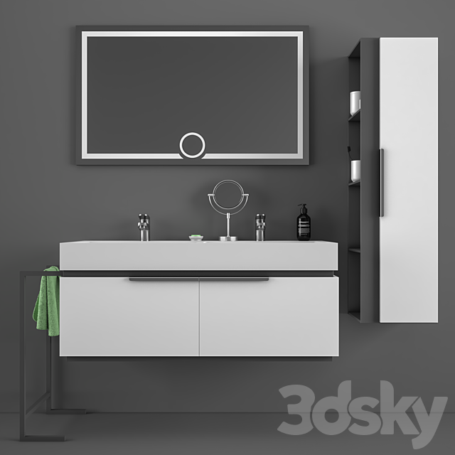 DRN bathroom cabinet and sink set 3DS Max Model - thumbnail 2