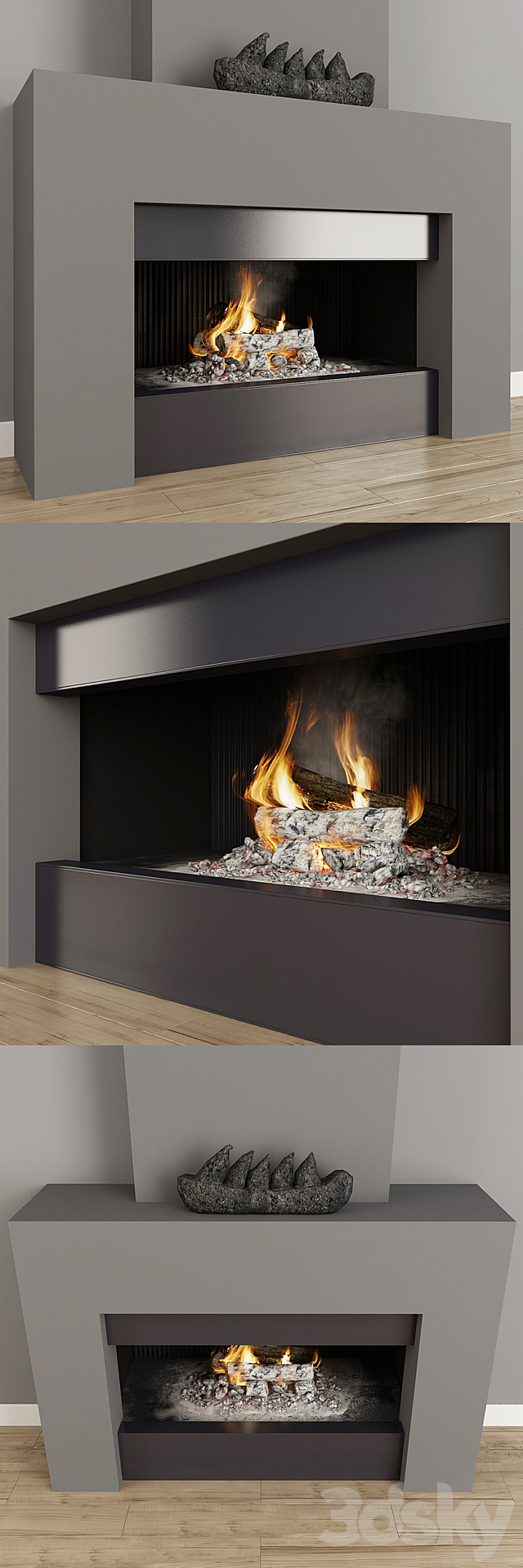 Fireplace modern 40 3d