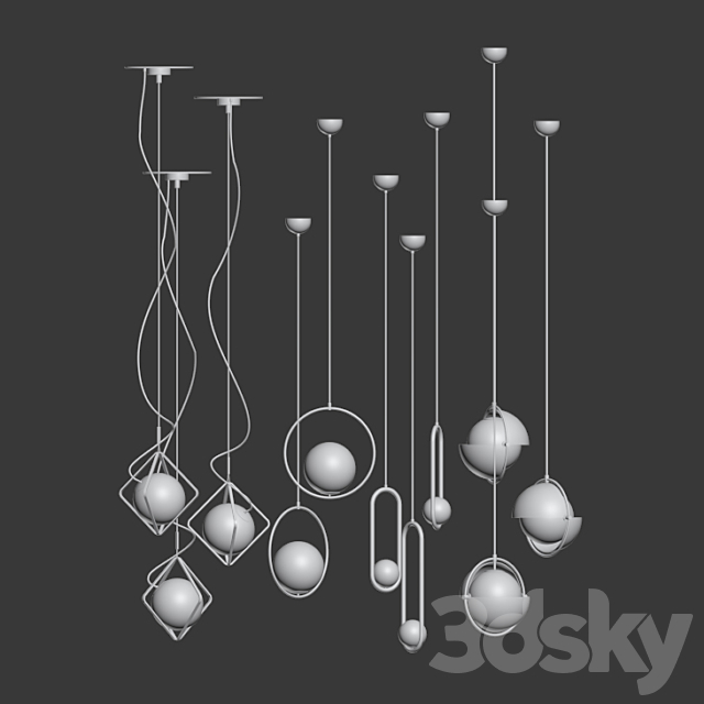 Ceiling Light Collection - 4 Type 3d