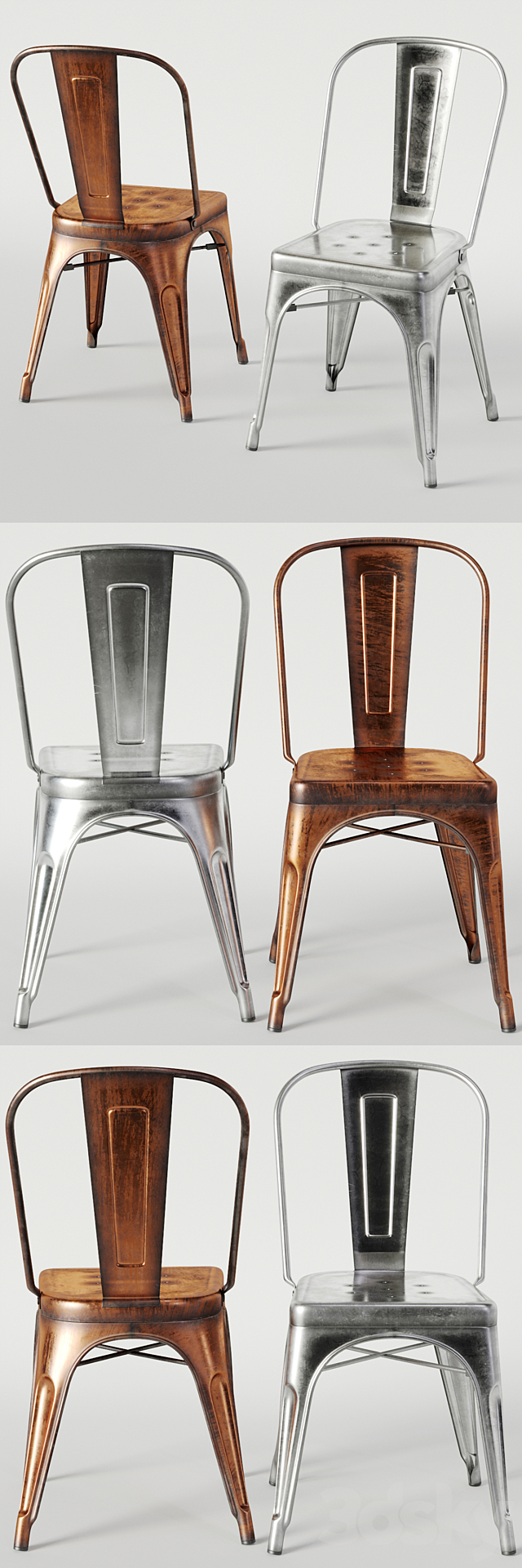 Xavier Pauchard Tolix Style Chair 3d