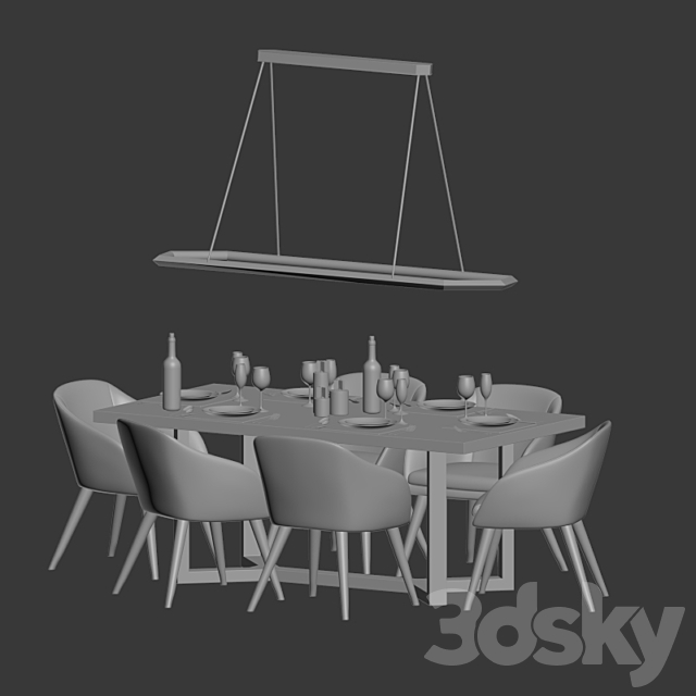 Modern Dinning Set 5 3d