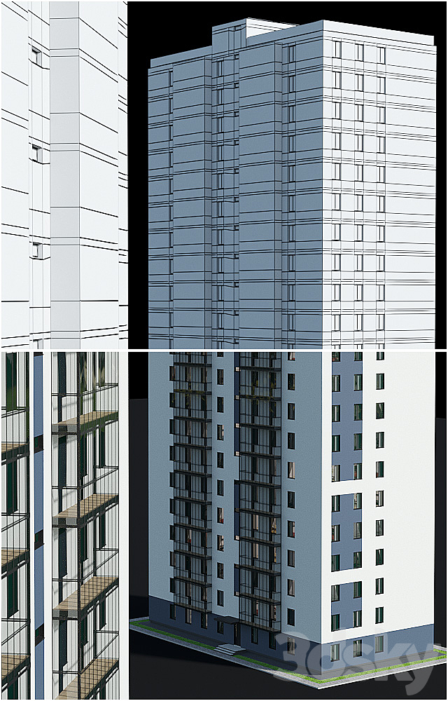 Set of multi-storey houses 2 3DSMax File - thumbnail 3
