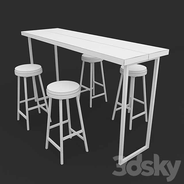 bar table with chairs Table + Chair 3D Models